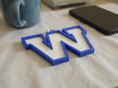 Winnipeg Blue Bombers keychain badge color printable and renderable 3D Print Model