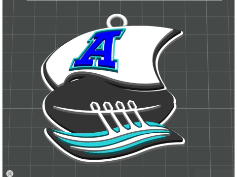 Toronto Argonauts keychain badge color printable and renderable 3D Print Model