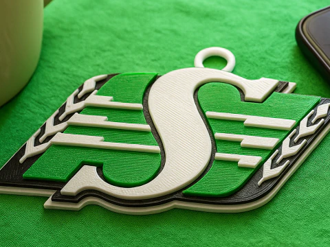 萨斯喀彻温省粗暴骑士队钥匙扣徽章彩色可打印和可渲染 3D 打印模型