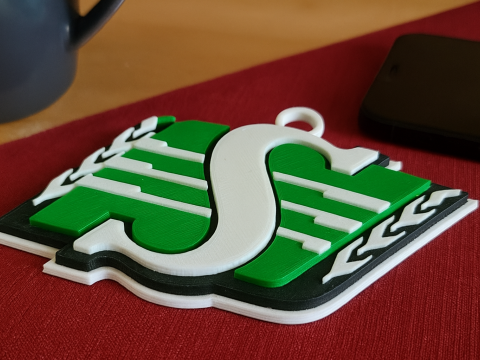 Saskatchewan Roughriders keychain badge color printable and renderable 3D Принт Модель