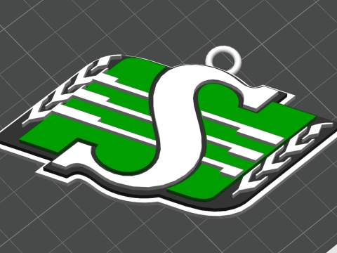 Saskatchewan Roughriders keychain badge color printable and renderable 3D Принт Модель
