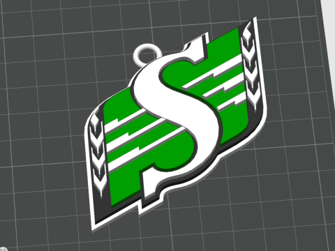 Saskatchewan Roughriders keychain badge color printable and renderable 3D Принт Модель