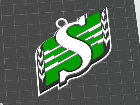 Saskatchewan Roughriders keychain badge color printable and renderable 3D Print Model