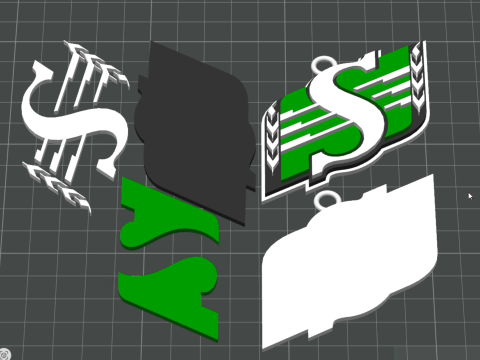 Saskatchewan Roughriders keychain badge color printable and renderable 3D Принт Модель