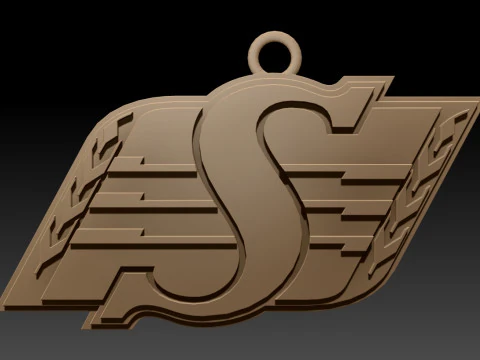 Saskatchewan Roughriders keychain badge color printable and renderable 3D Print Model