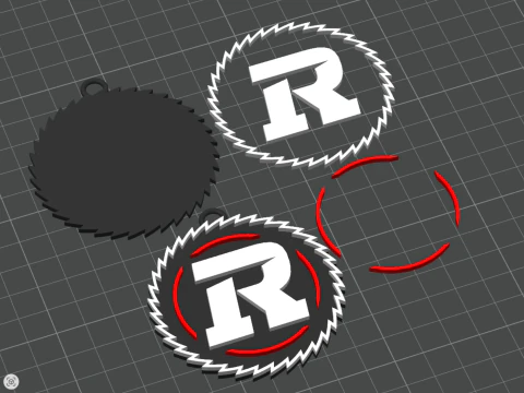 Ottawa Redblacks keychain badge color printable and renderable 3D Print Model