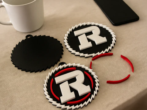 Ottawa Redblacks keychain badge color printable and renderable 3D Print Model