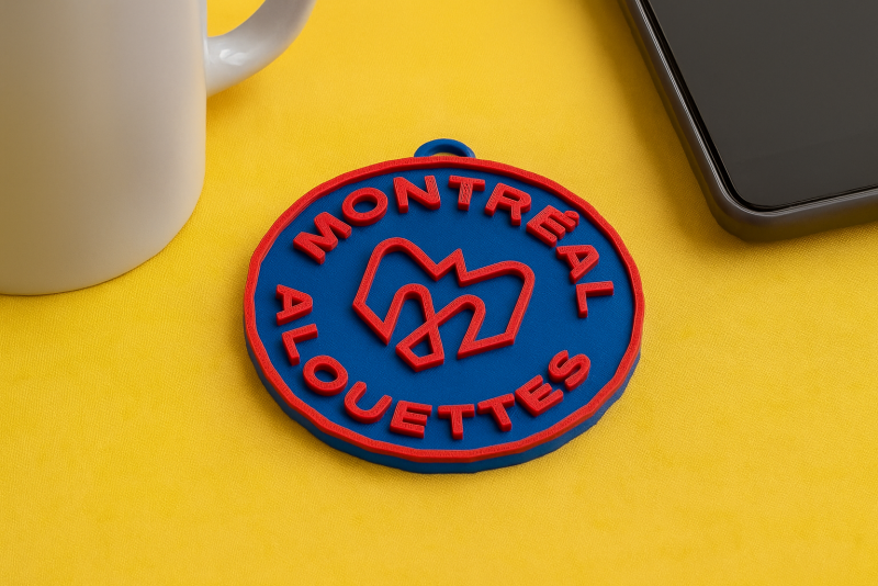 Montreal Alouettes keychain badge color printable and renderable 3D 프린트 모델 .c4d .max .obj .3ds .fbx .stl .blend 
