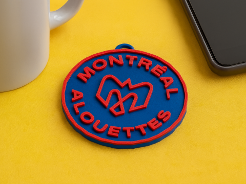 Montreal Alouettes keychain badge color printable and renderable Model do druku 3D