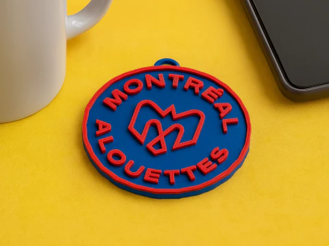 Montreal Alouettes keychain badge color printable and renderable 3D Print Model