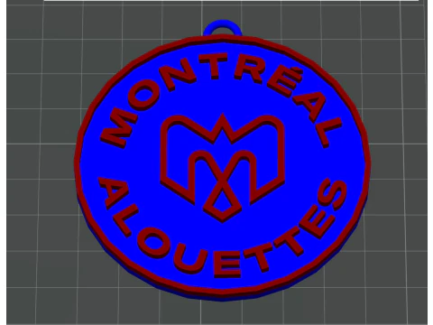 Montreal Alouettes keychain badge color printable and renderable 3D Print Model
