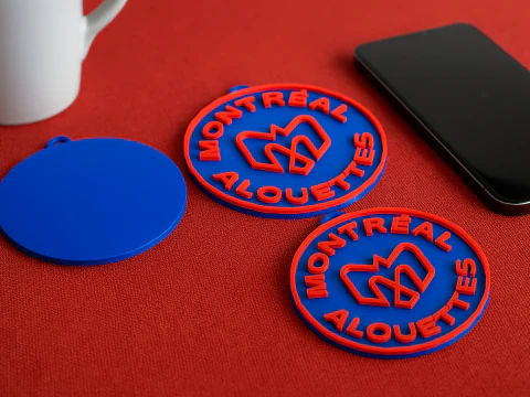 Montreal Alouettes keychain badge color printable and renderable 3D Print Model