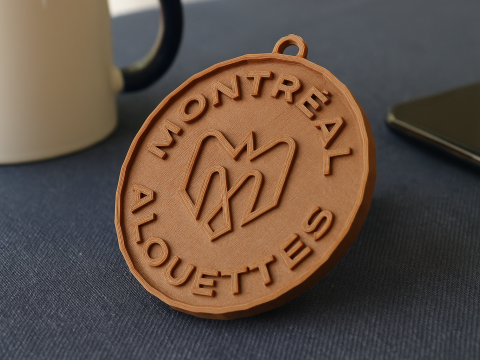Montreal Alouettes keychain badge color printable and renderable 3D 프린트 모델