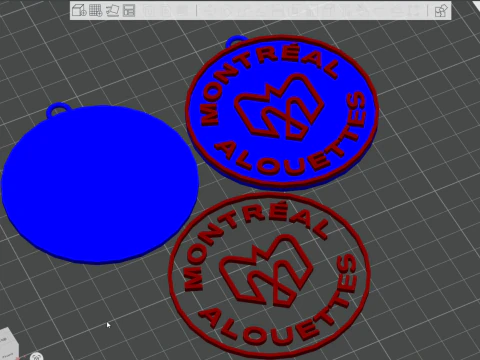 Montreal Alouettes keychain badge color printable and renderable 3D Print Model