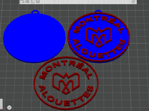 Montreal Alouettes keychain badge color printable and renderable 3D 프린트 모델