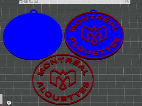 Montreal Alouettes keychain badge color printable and renderable 3D Print Model