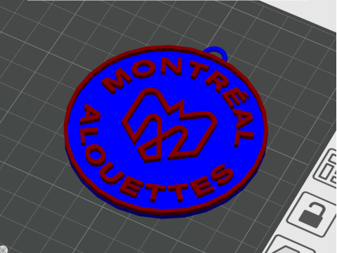 Montreal Alouettes keychain badge color printable and renderable 3D 프린트 모델