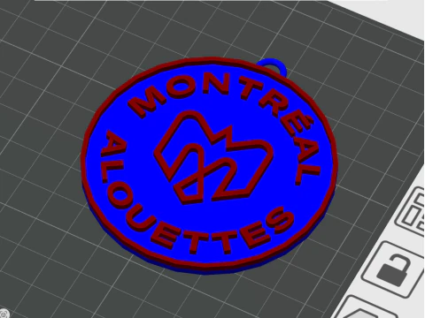 Montreal Alouettes keychain badge color printable and renderable 3D Print Model