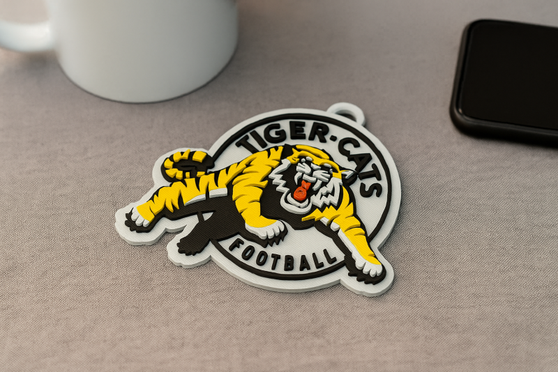 Hamilton Tiger Cats keychain badge color printable and renderable 3D प्रिंट मॉडल .c4d .max .obj .3ds .fbx .stl .blend