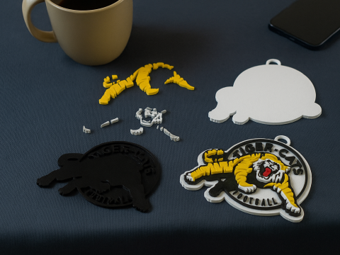 Hamilton Tiger Cats keychain badge color printable and renderable 3D प्रिंट मॉडल