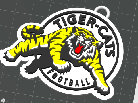Hamilton Tiger Cats keychain badge color printable and renderable 3D प्रिंट मॉडल