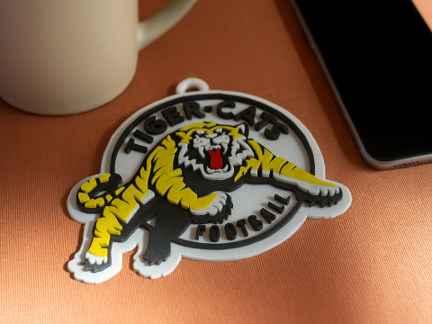 Hamilton Tiger Cats keychain badge color printable and renderable 3D प्रिंट मॉडल