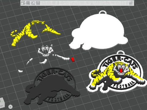 Hamilton Tiger Cats keychain badge color printable and renderable 3D प्रिंट मॉडल