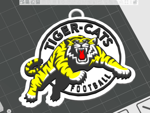 Hamilton Tiger Cats keychain badge color printable and renderable 3D प्रिंट मॉडल