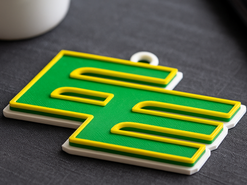 Edmonton Elks keychain badge color printable and renderable Modèles 3D en vedette