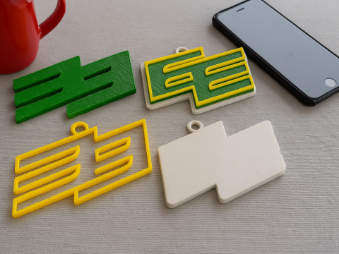 Edmonton Elks keychain badge color printable and renderable 3D 프린트 모델