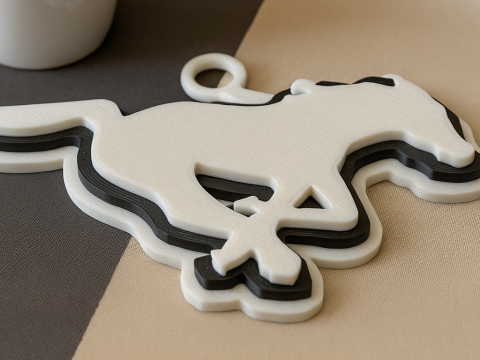 Calgary Stampeders keychain badge color printable and renderable Model do druku 3D