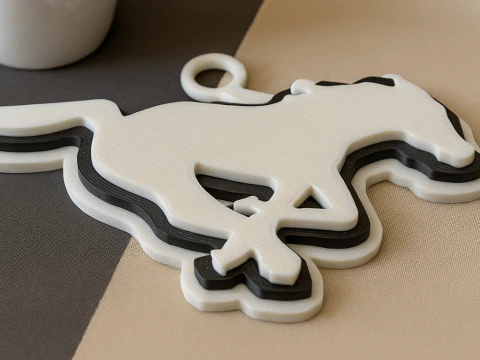 Cor do emblema do chaveiro Calgary Stampeders para impress&atilde;o e renderiza&ccedil;&atilde;o Modelo de Impressão 3D