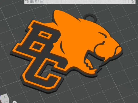 BC Lions keychain badge color printable and renderable 3D Print Model