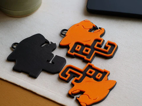 BC Lions keychain badge color printable and renderable 3D Print Model