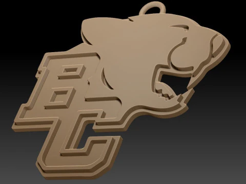 BC Lions keychain badge color printable and renderable 3D Print Model
