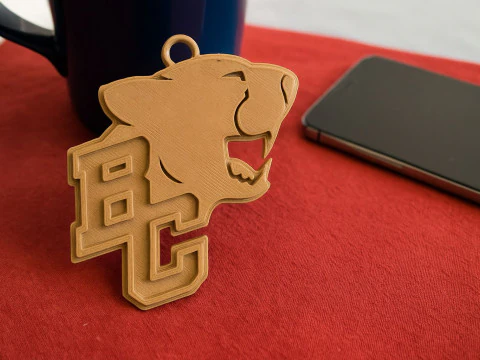 BC Lions keychain badge color printable and renderable 3D Print Model