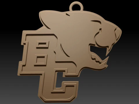 BC Lions keychain badge color printable and renderable 3D Print Model