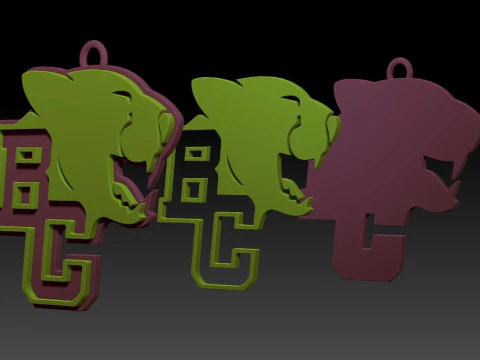 BC Lions keychain badge color printable and renderable 3D Print Model