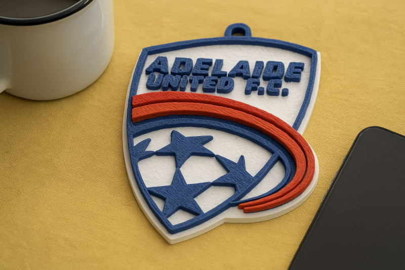 A-League adelaid united keychain badge color printable and renderable Model Cetak 3D .c4d .max .obj .3ds .fbx .stl .blend