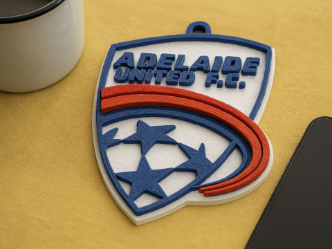 A-League adelaid united keychain badge color printable and renderable 3D Print Model