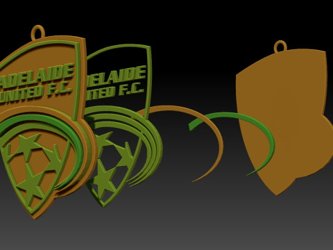 A-League adelaid united keychain badge color printable and renderable Modello di stampa 3D
