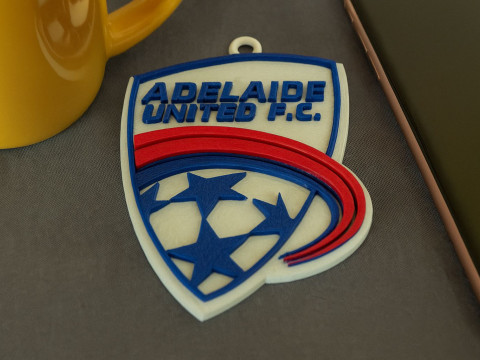 A-League adelaid united keychain badge color printable and renderable Modello di stampa 3D