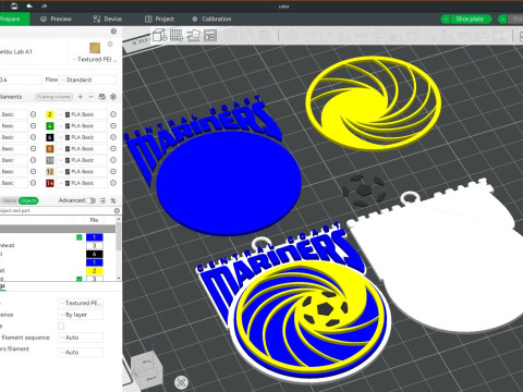 A-League central coast mariners keychain badge color printable and renderable 3D Print Model