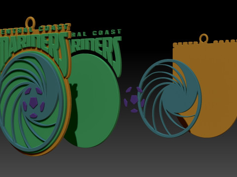 A-League central coast mariners keychain badge color printable and renderable 3D Print Model