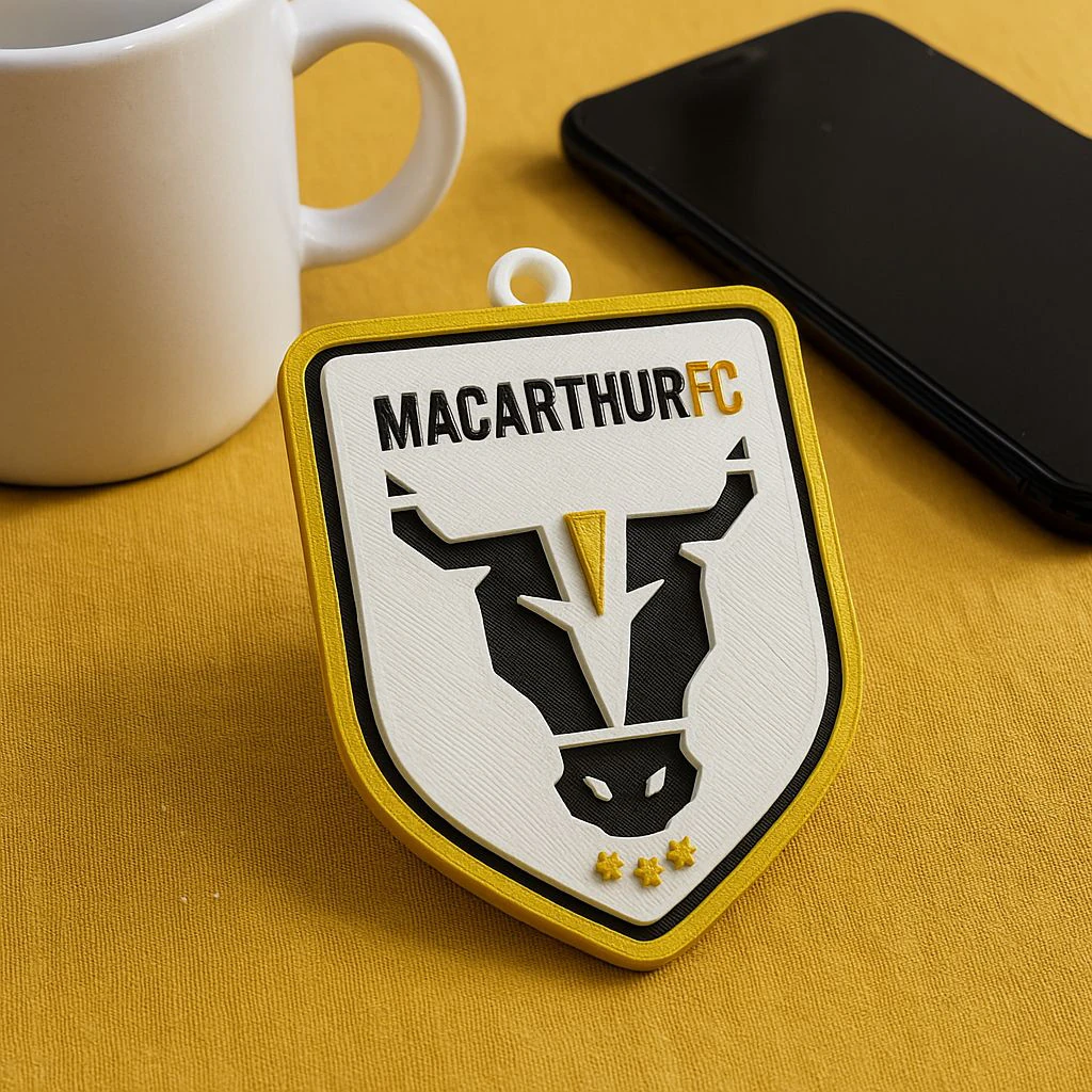 A-League macarthur fc keychain badge color printable and renderable 3D Print Model .c4d .max .obj .3ds .fbx .stl .blend