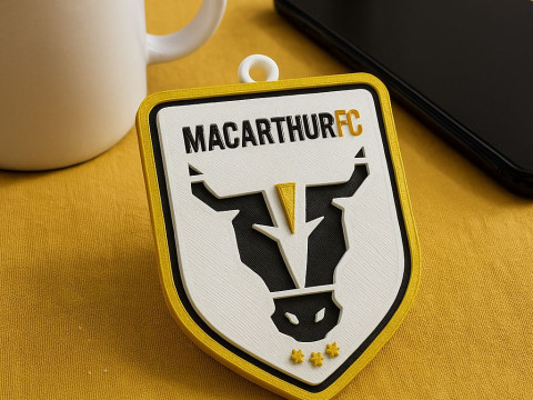 A-League macarthur fc keychain badge color printable and renderable 3D Print Model