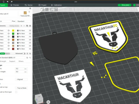 A-League macarthur fc keychain badge color printable and renderable 3D Print Model