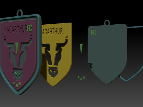 A-League macarthur fc keychain badge color printable and renderable 3D Baskı Modeli
