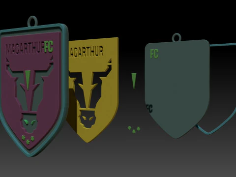 A-League macarthur fc keychain badge color printable and renderable 3D Print Model