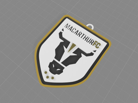 A-League macarthur fc keychain badge color printable and renderable 3D Baskı Modeli